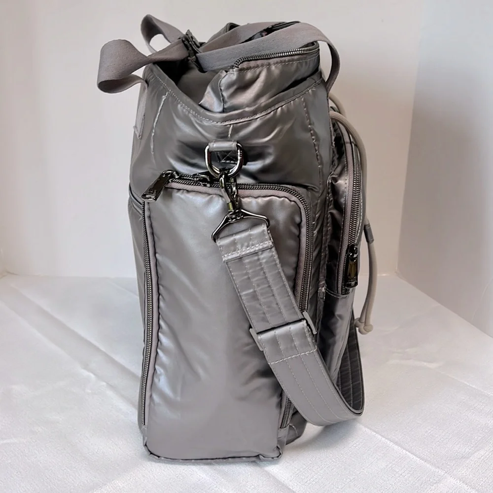 Lug Metallic Gray Quilted Duffel diaper bag